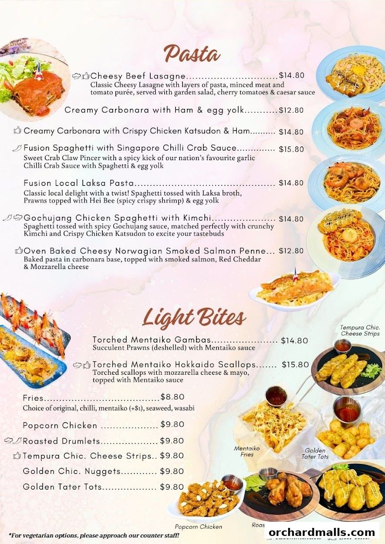 Menu page for Café de Paris