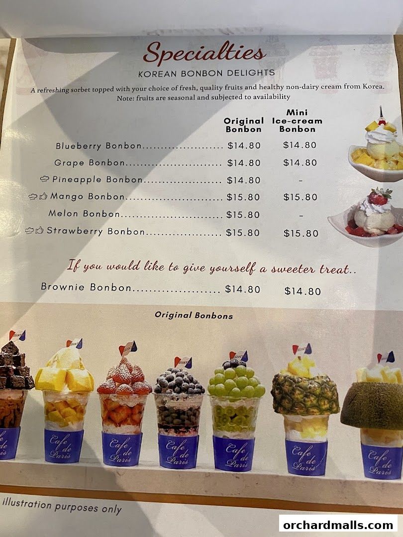 Menu page for Café de Paris