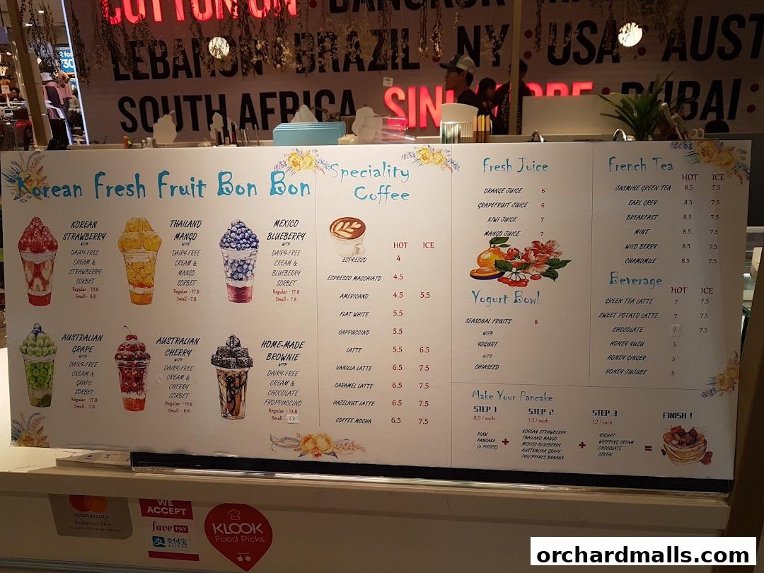 Menu page for Café de Paris