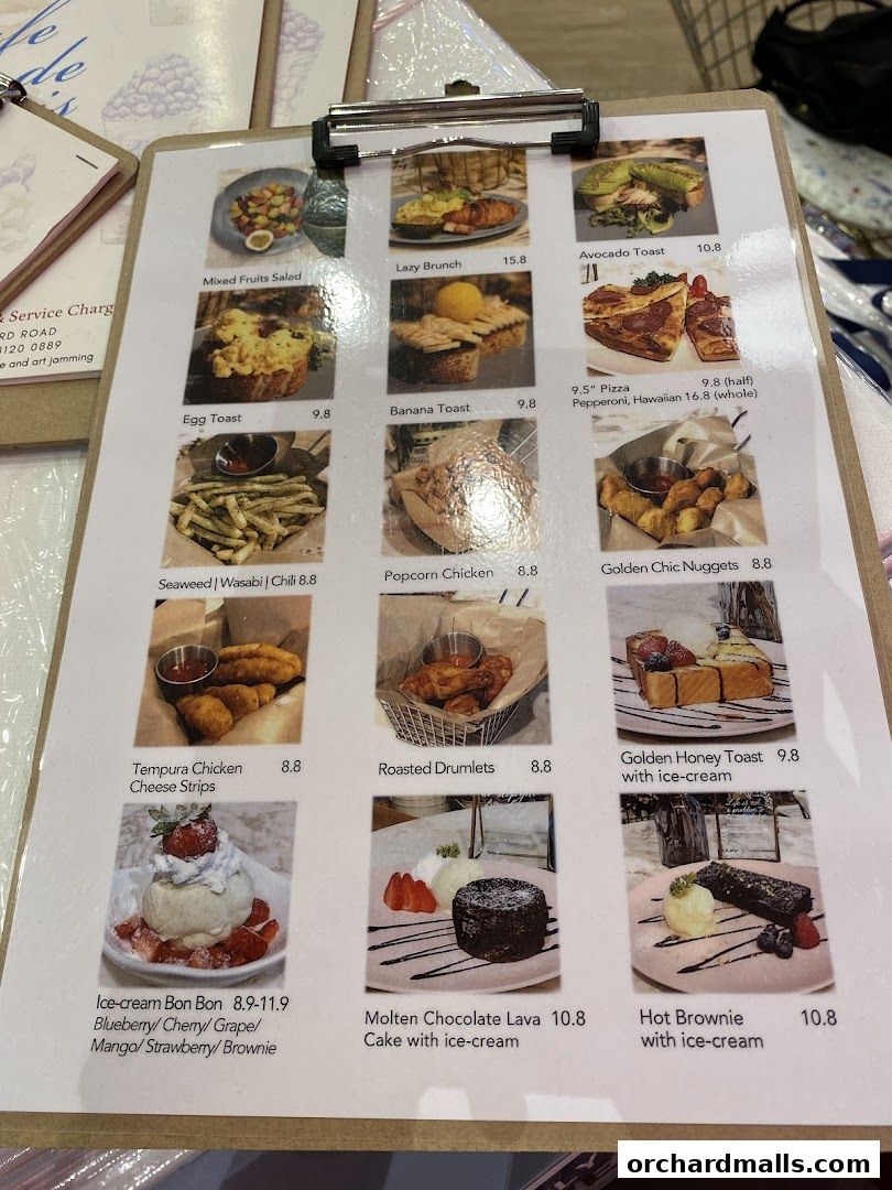 Menu page for Café de Paris