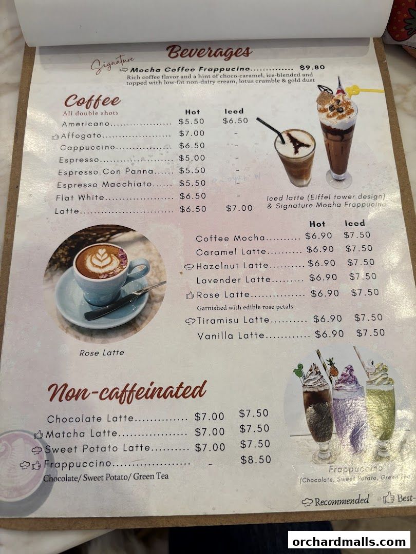 Menu page for Café de Paris