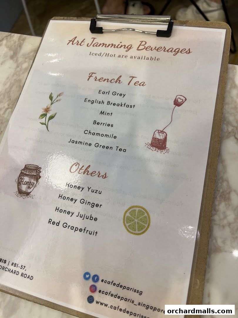 Menu page for Café de Paris