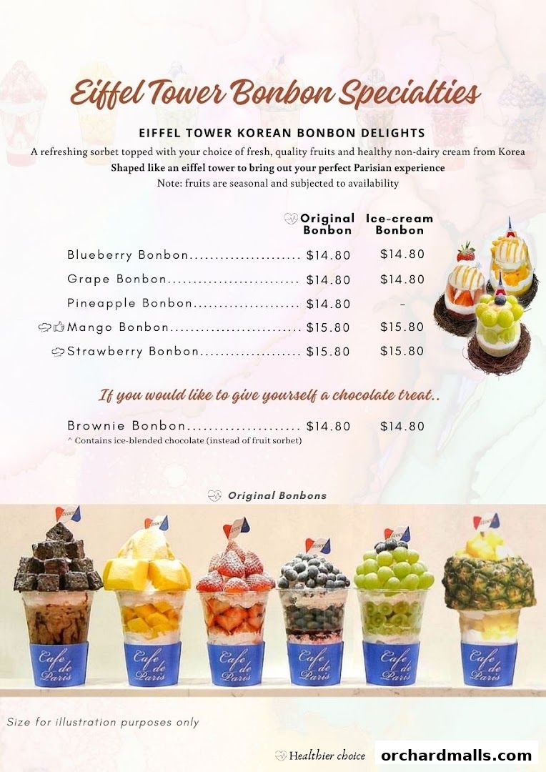 Menu page for Café de Paris