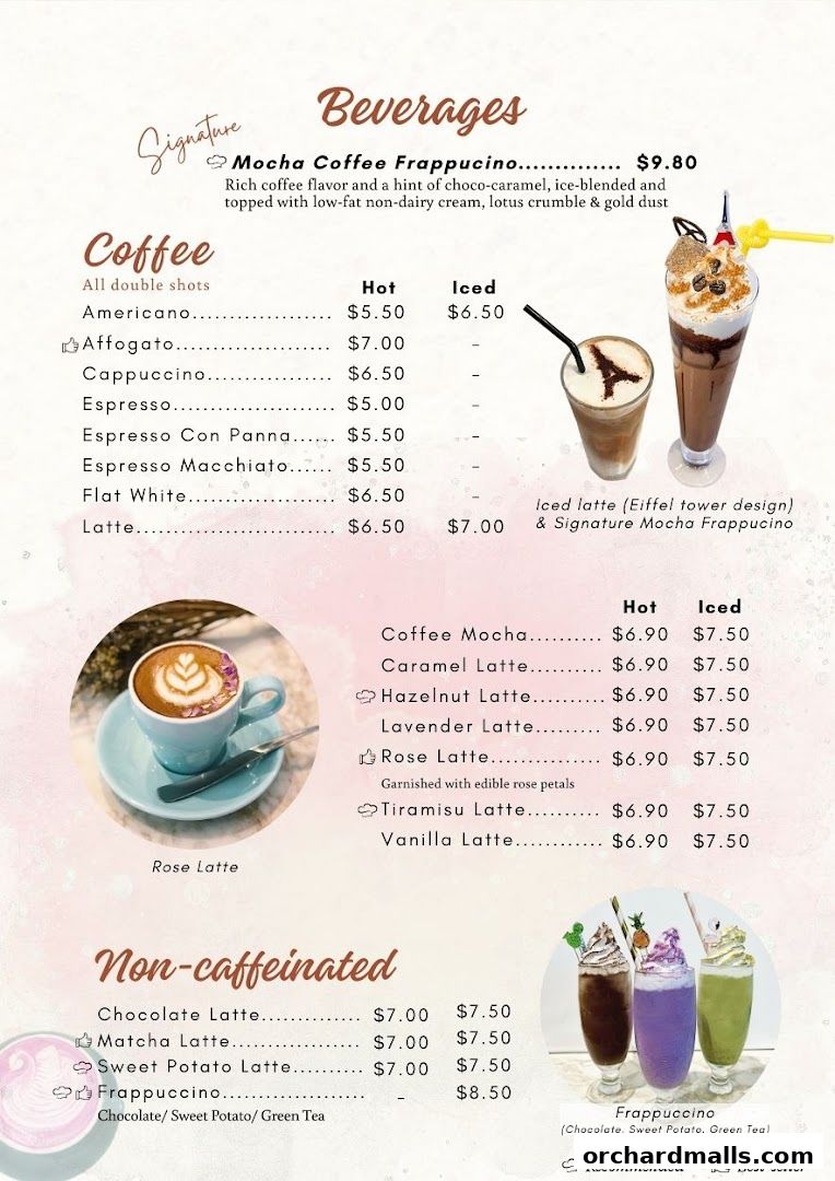 Menu page for Café de Paris