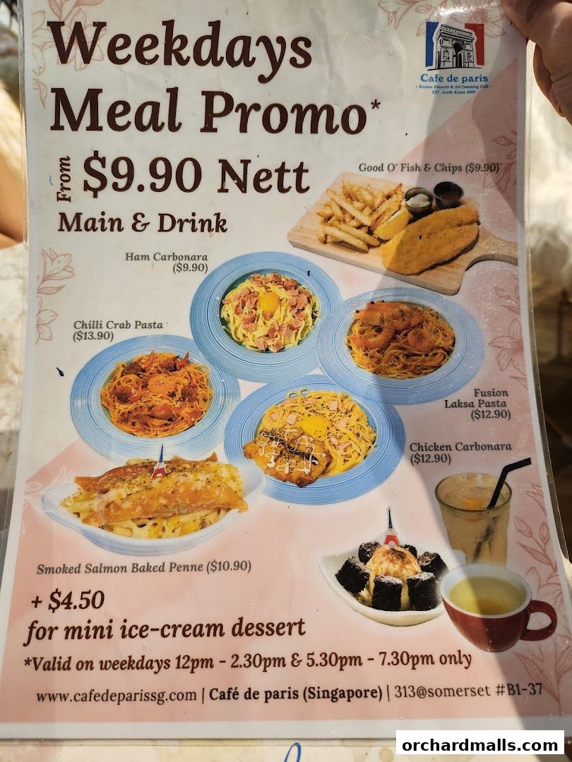 Menu page for Café de Paris