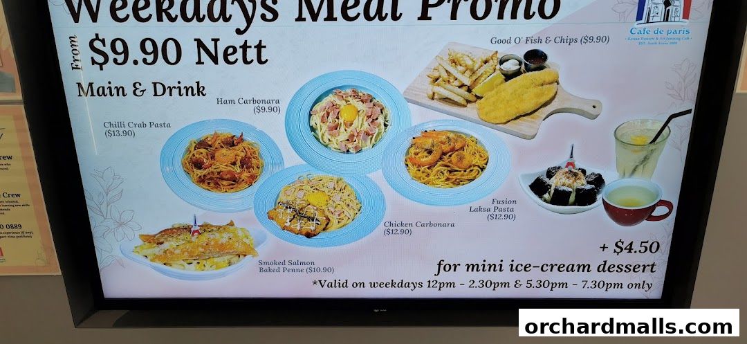 Menu page for Café de Paris