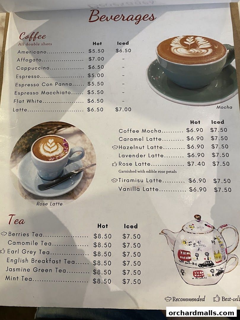 Menu page for Café de Paris