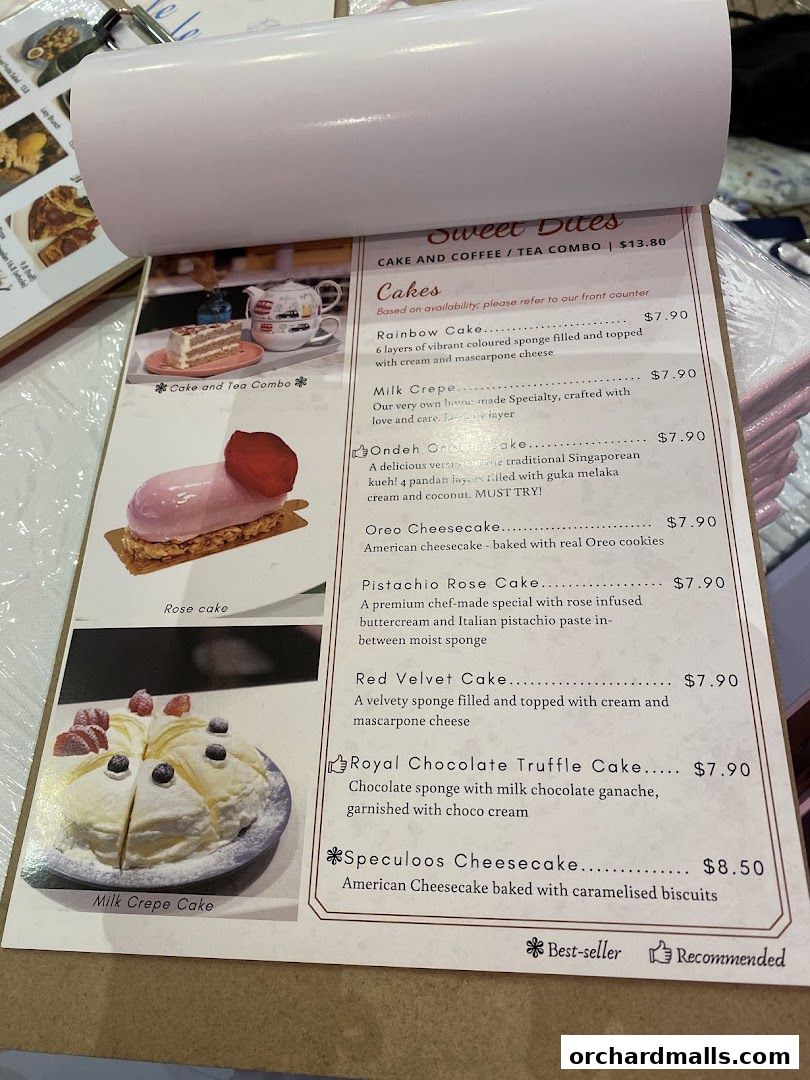 Menu page for Café de Paris