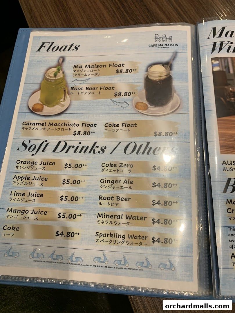 Menu page for Cafe Ma Maison