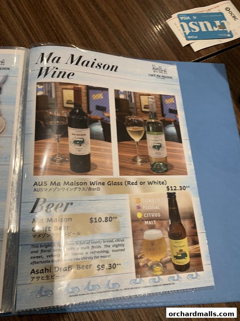 Menu page for Cafe Ma Maison