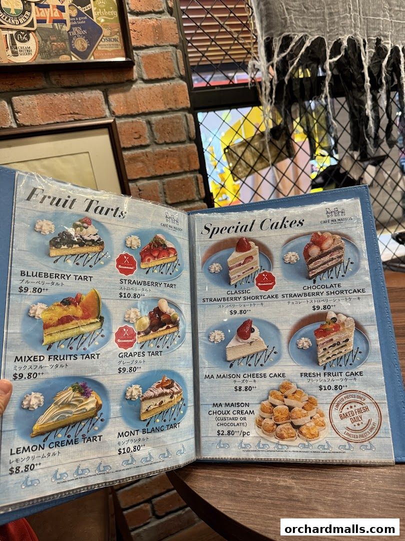 Menu page for Cafe Ma Maison