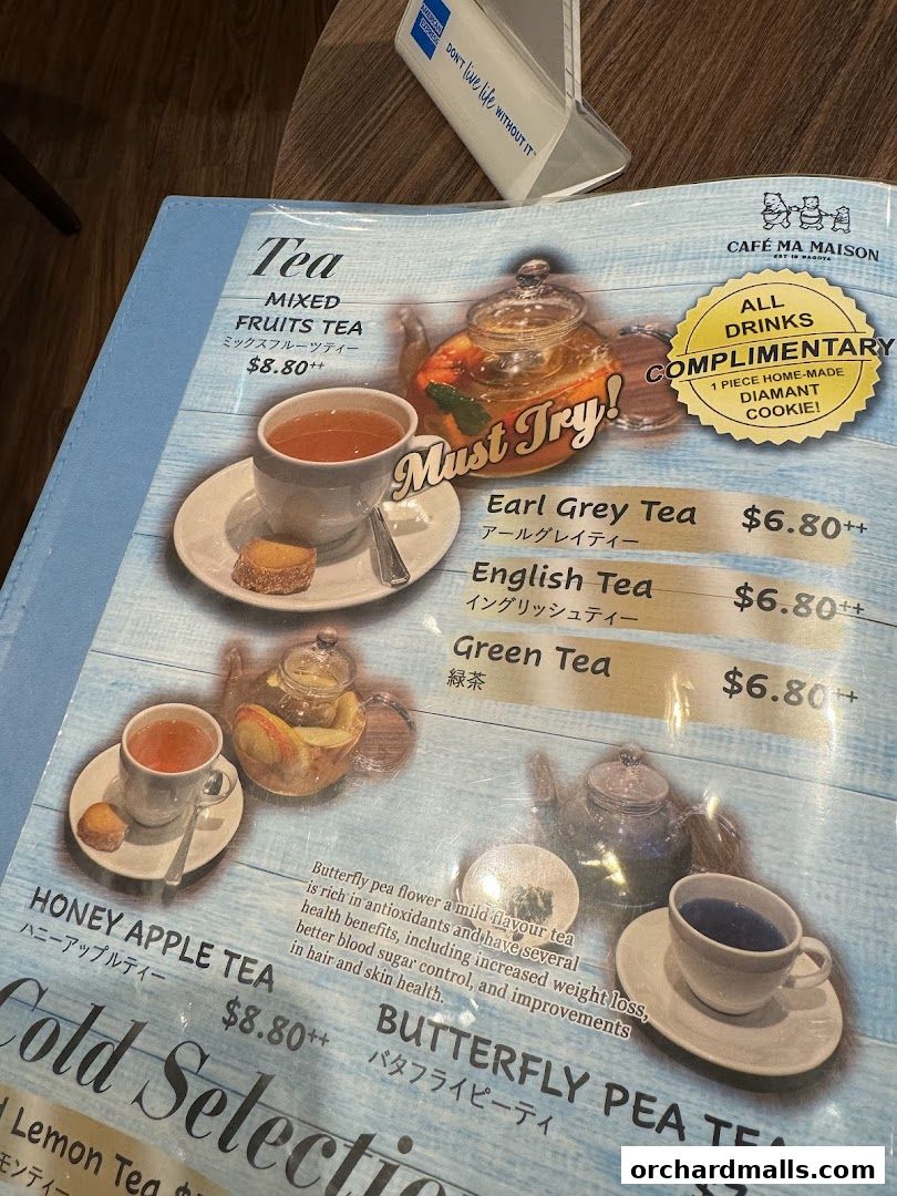 Menu page for Cafe Ma Maison