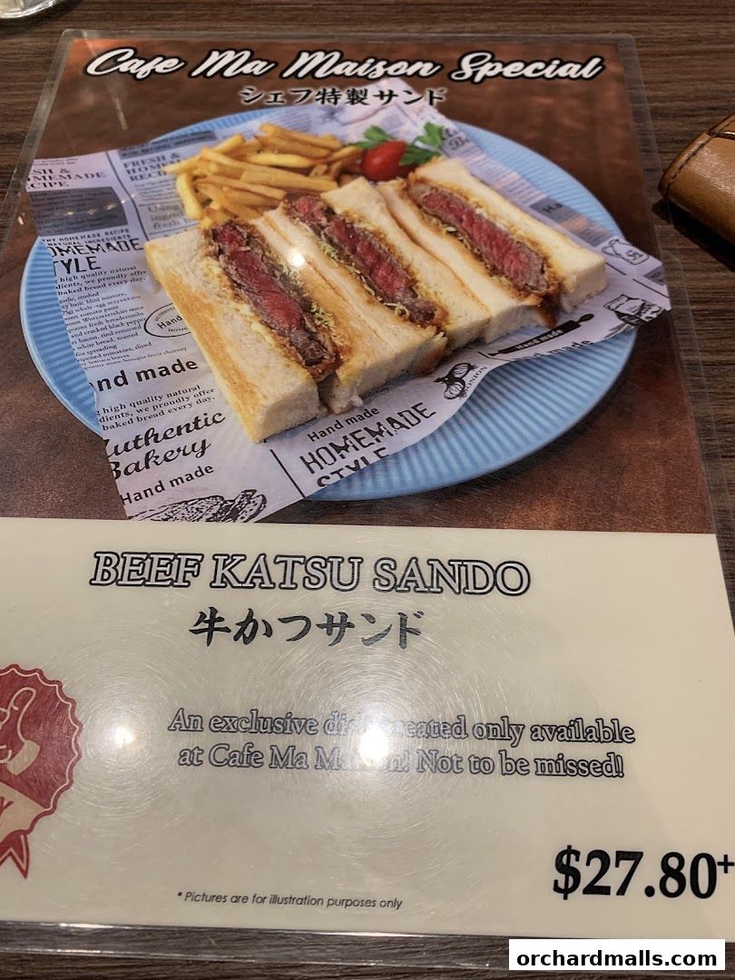 Menu page for Cafe Ma Maison