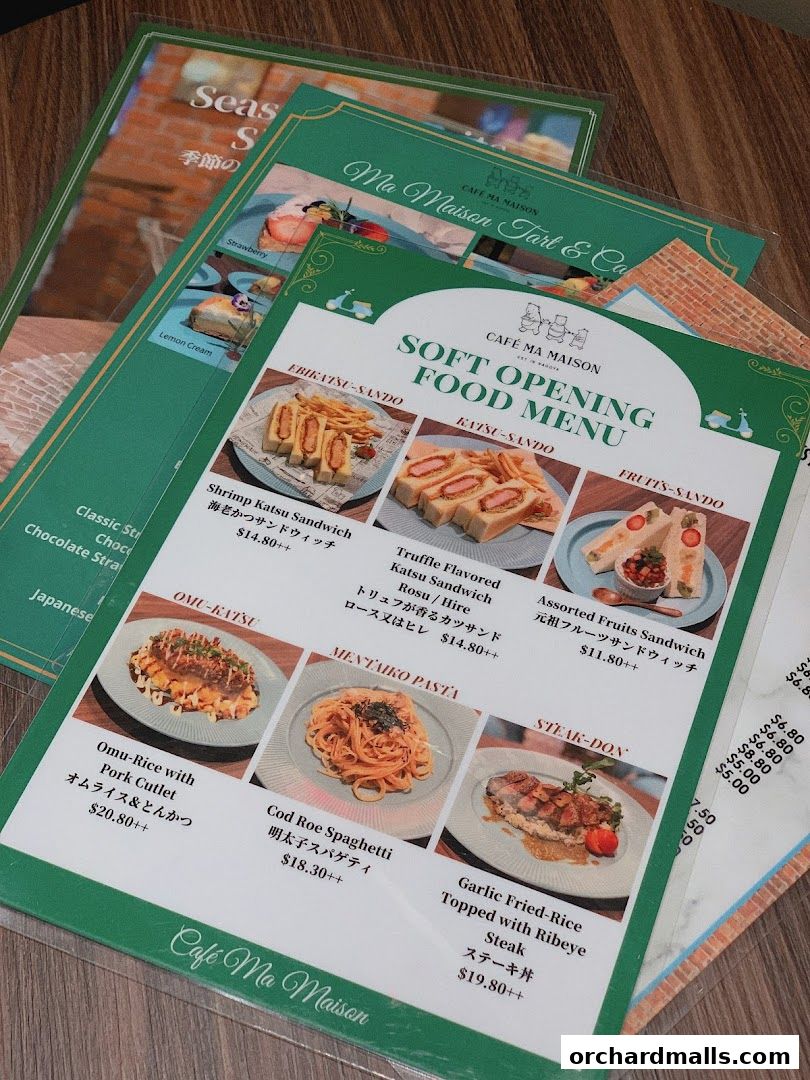 Menu page for Cafe Ma Maison