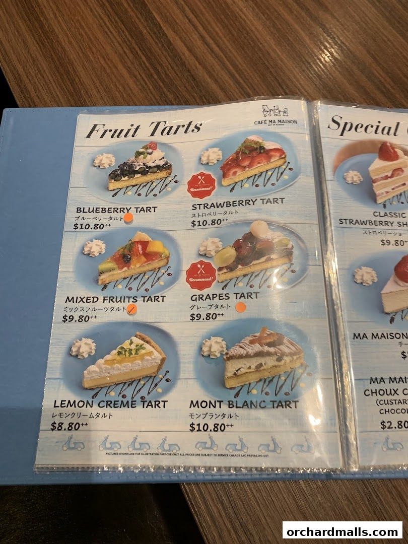 Menu page for Cafe Ma Maison