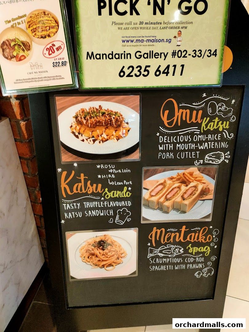Menu page for Cafe Ma Maison