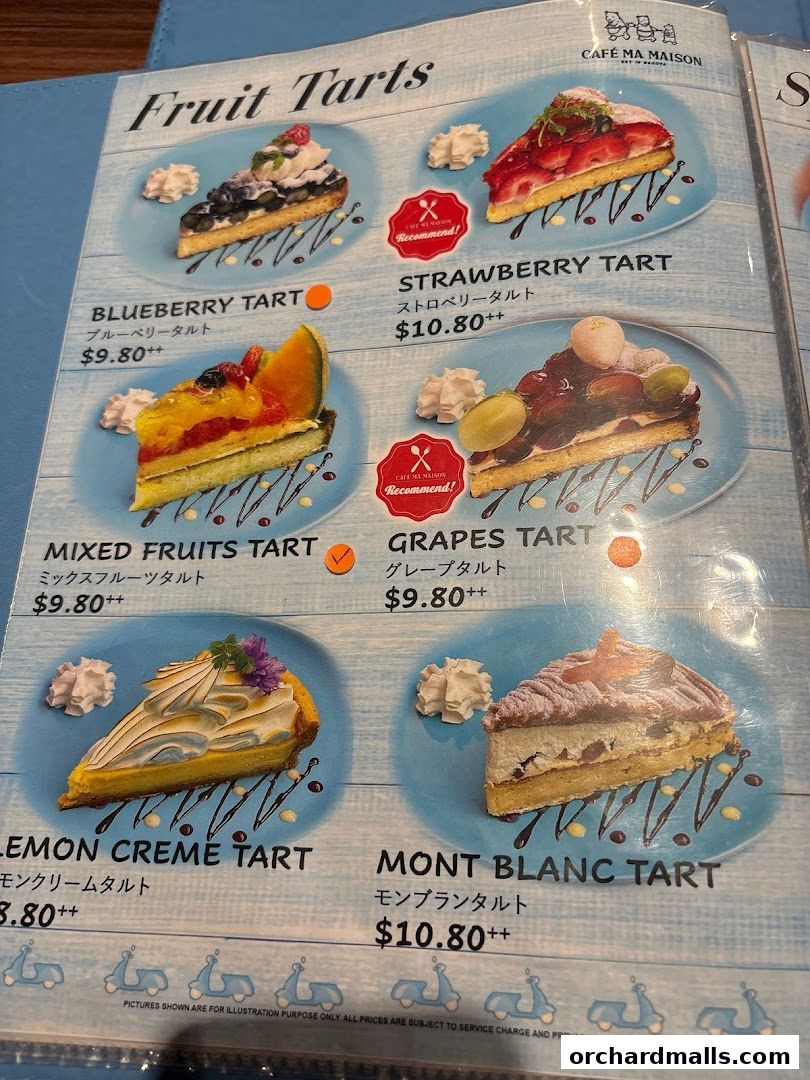 Menu page for Cafe Ma Maison