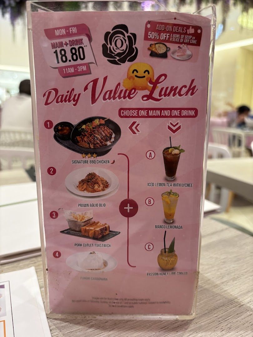 Menu page for café Q classified