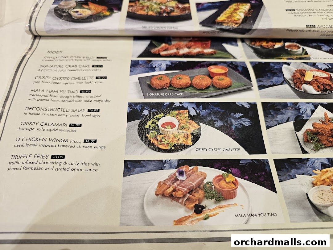 A menu from Cafe Q Classified showcasing various dishes with images and descriptions.