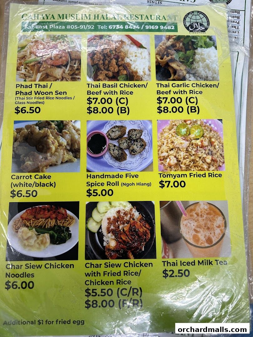 Menu page for Cahaya Restaurant