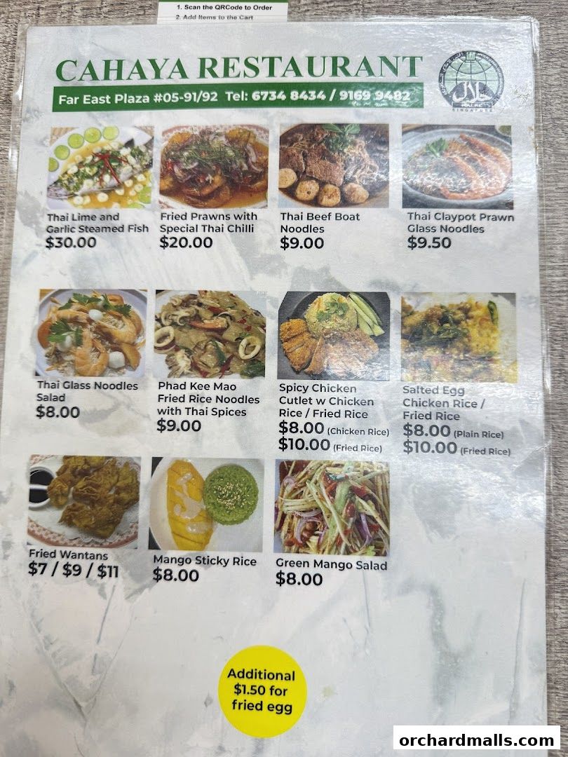Menu page for Cahaya Restaurant