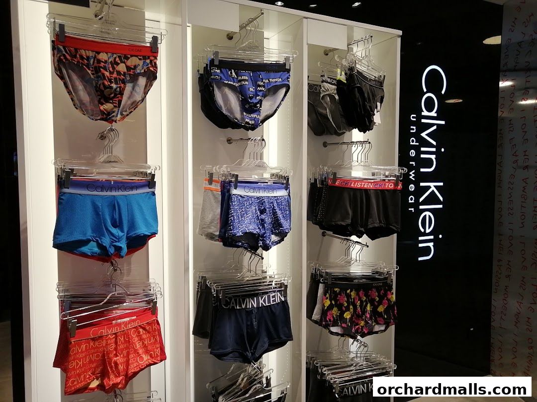 Display of Calvin Klein underwear for men in various styles and colors.