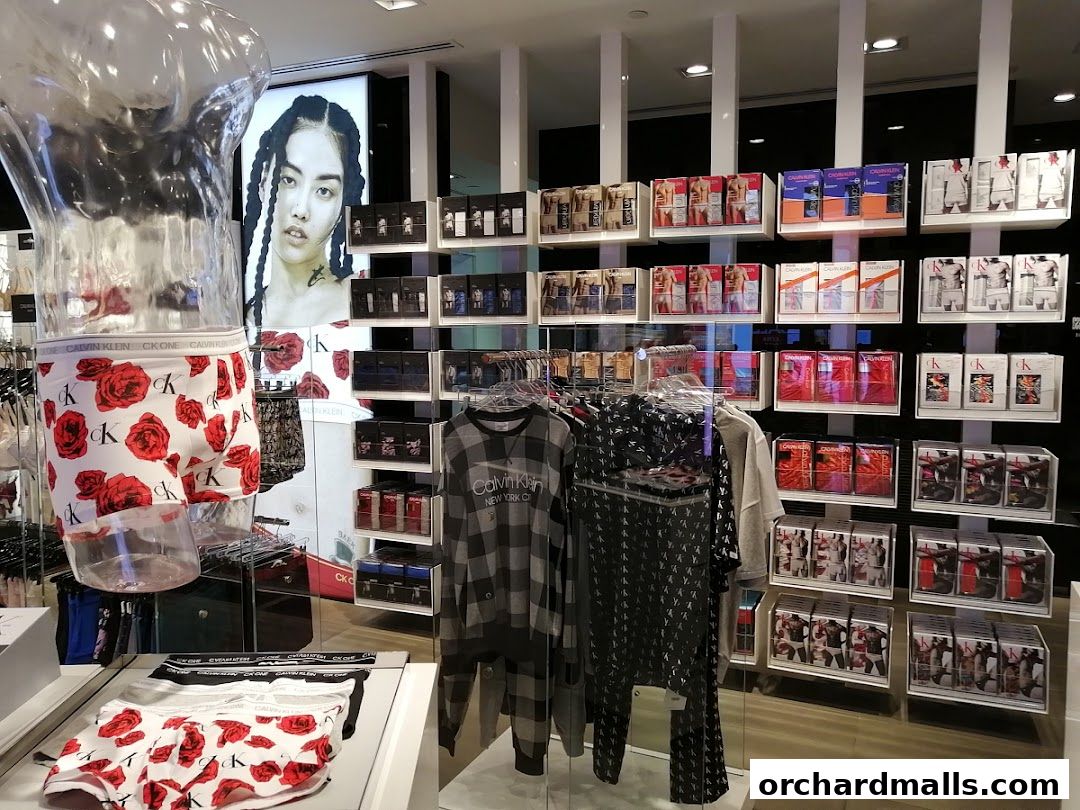 Calvin Klein Underwear shop interior with display of underwear and apparel.