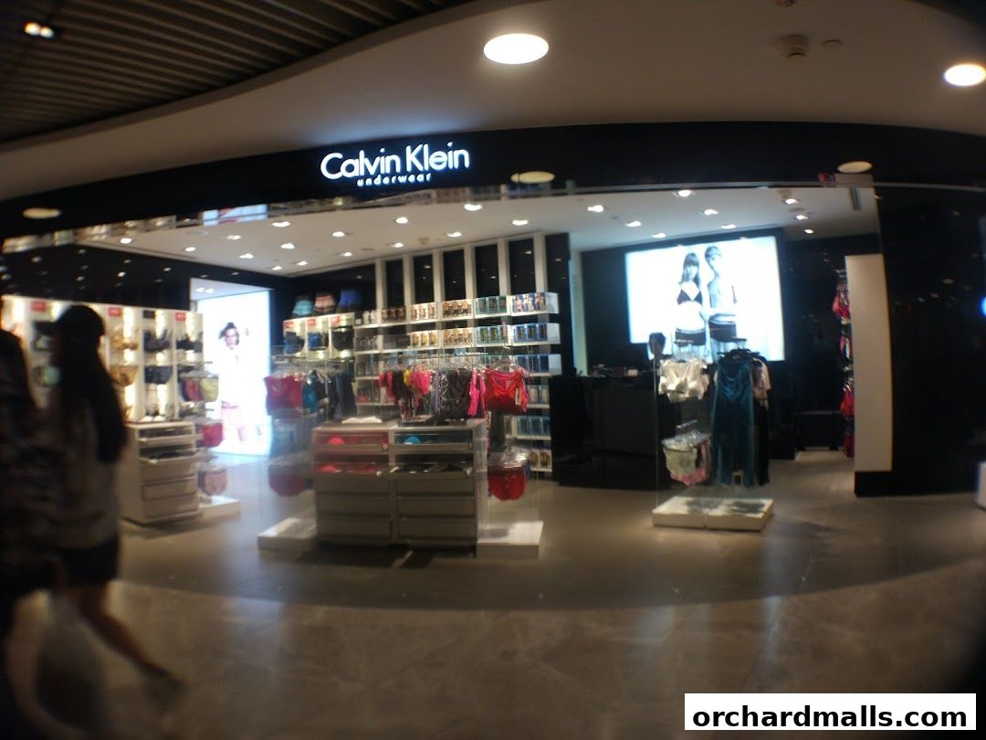Interior view of a Calvin Klein Underwear store showcasing lingerie and apparel.