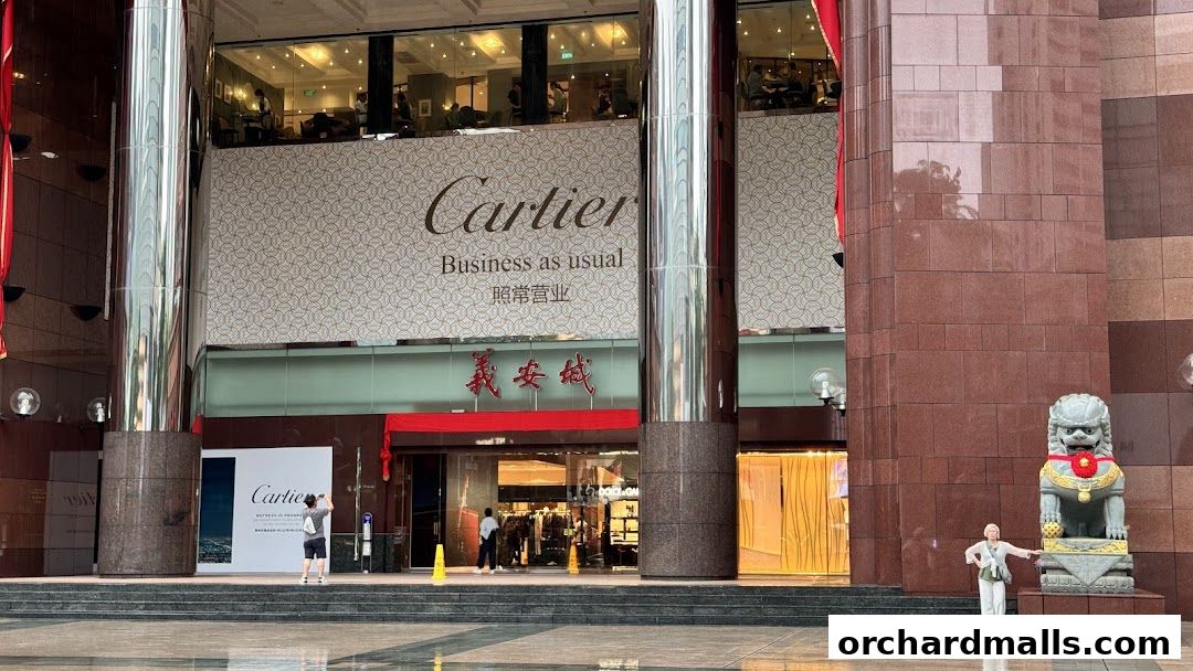 The exterior of the Cartier Ngee Ann City store with its prominent signage and entrance.