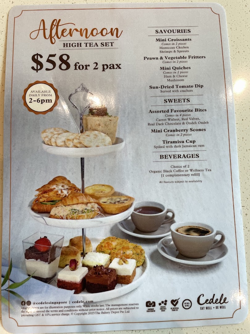 Menu page for Cedele All Day Dining - Wheelock Place