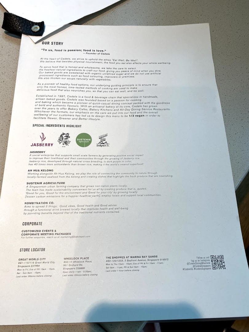 Cedele All Day Dining - Wheelock Place