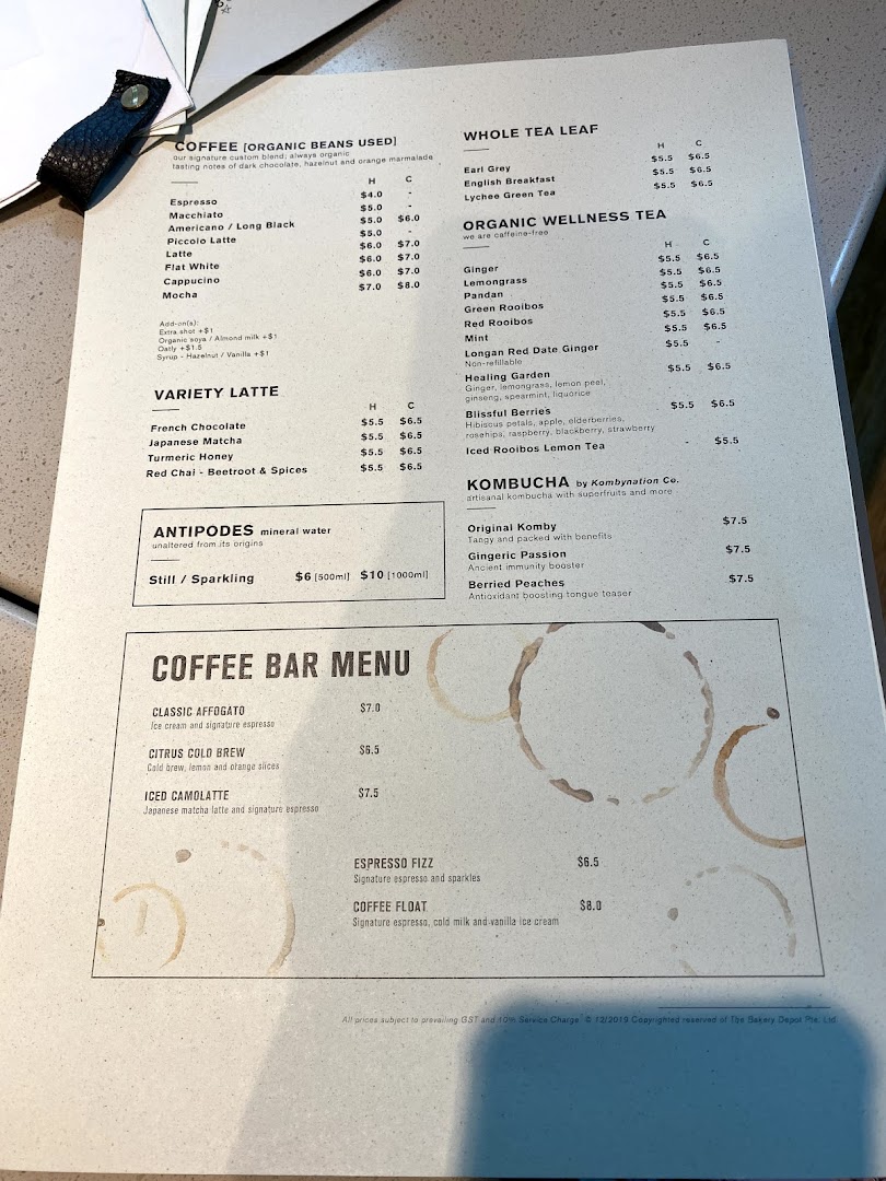 Menu page for Cedele All Day Dining - Wheelock Place