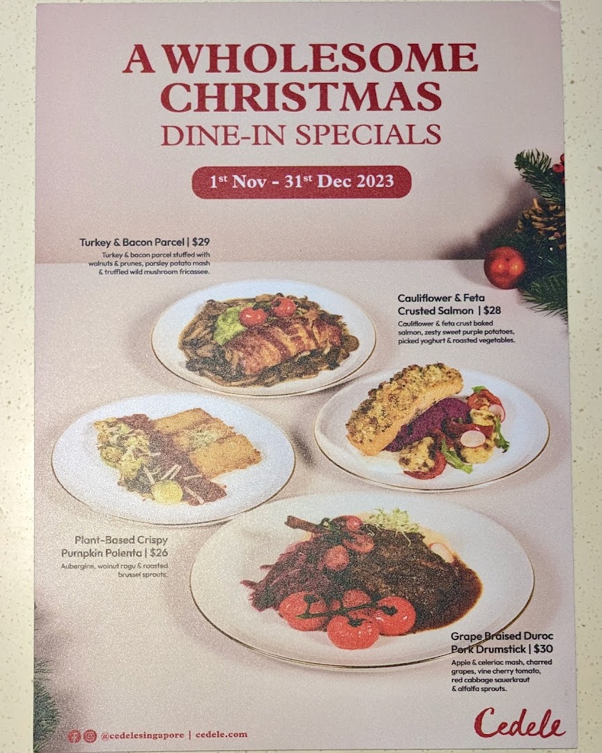 Menu page for Cedele All Day Dining - Wheelock Place