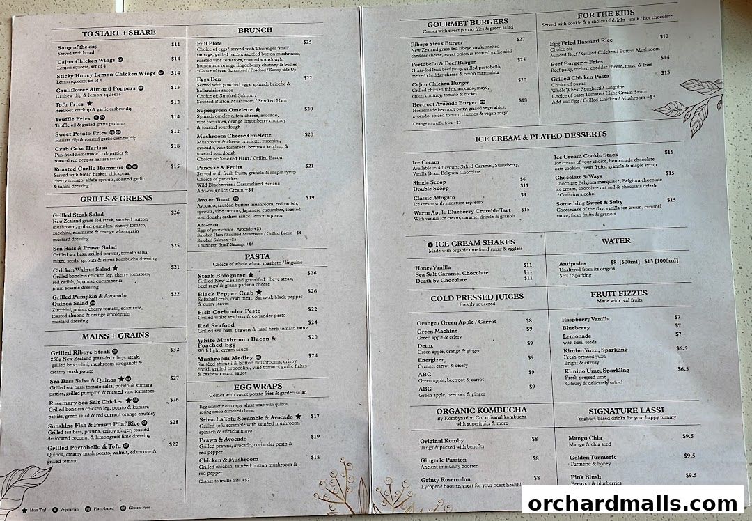 A menu from Cedele All Day Dining with various food and drink options.