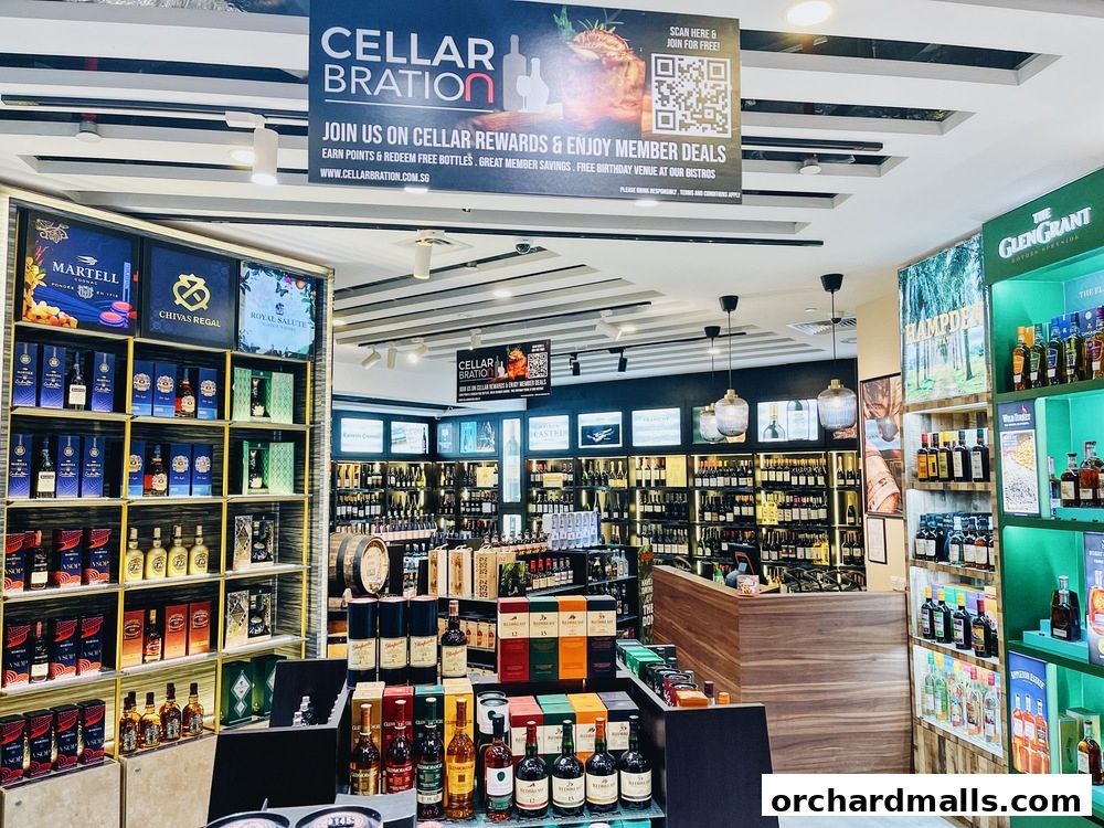 Interior view of a well-stocked liquor and wine store with shelves full of bottles.