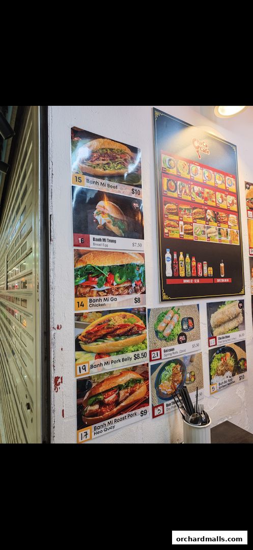 Menu page for Cha Ca Cafe