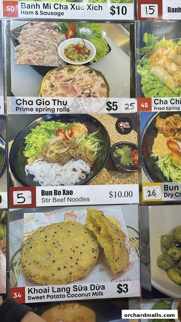 Menu page for Cha Ca Cafe