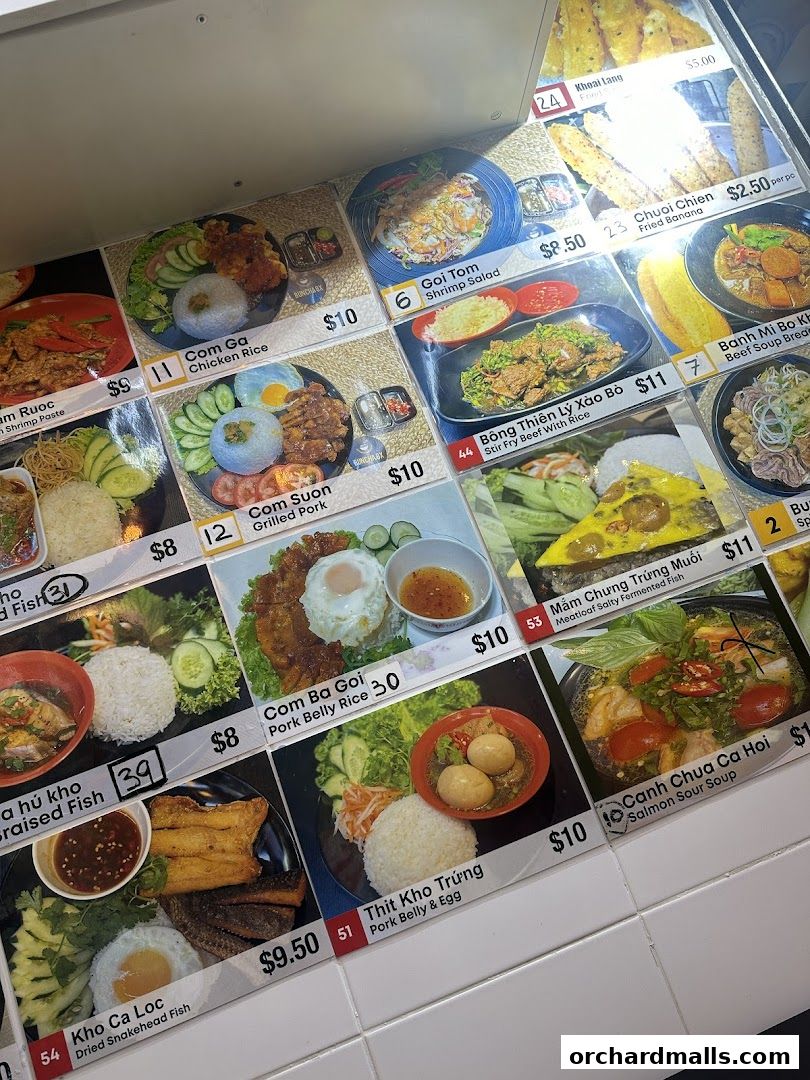 Menu page for Cha Ca Cafe