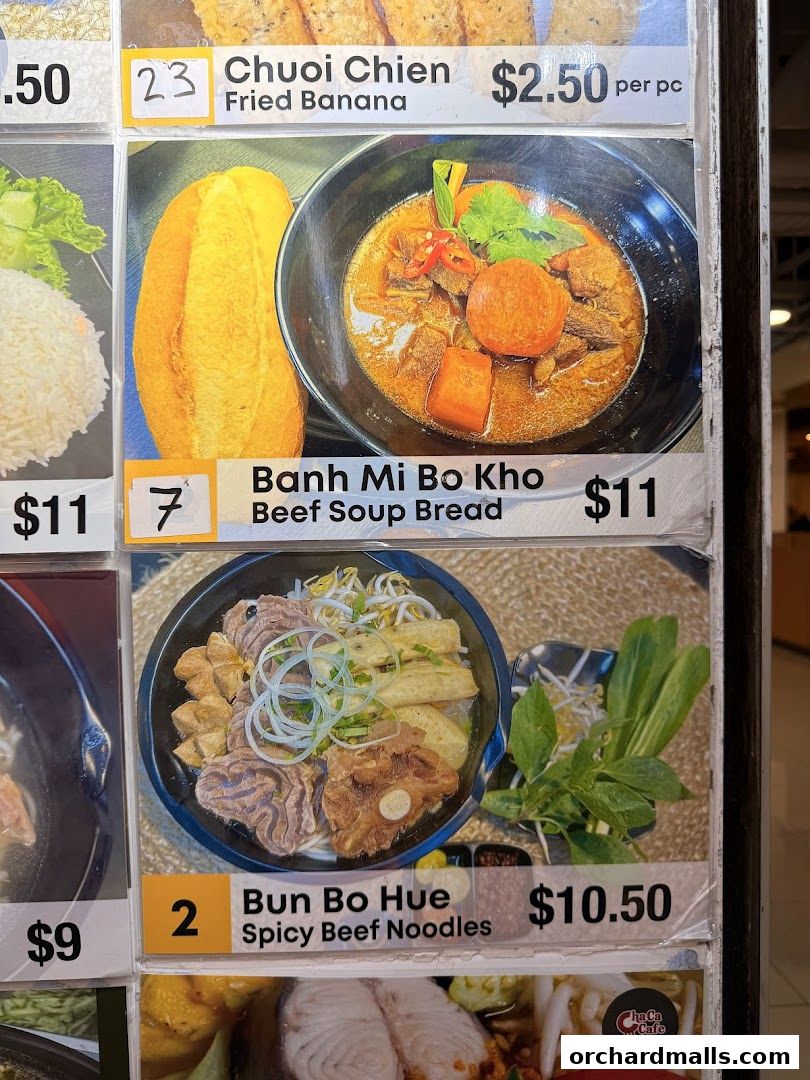 Menu page for Cha Ca Cafe