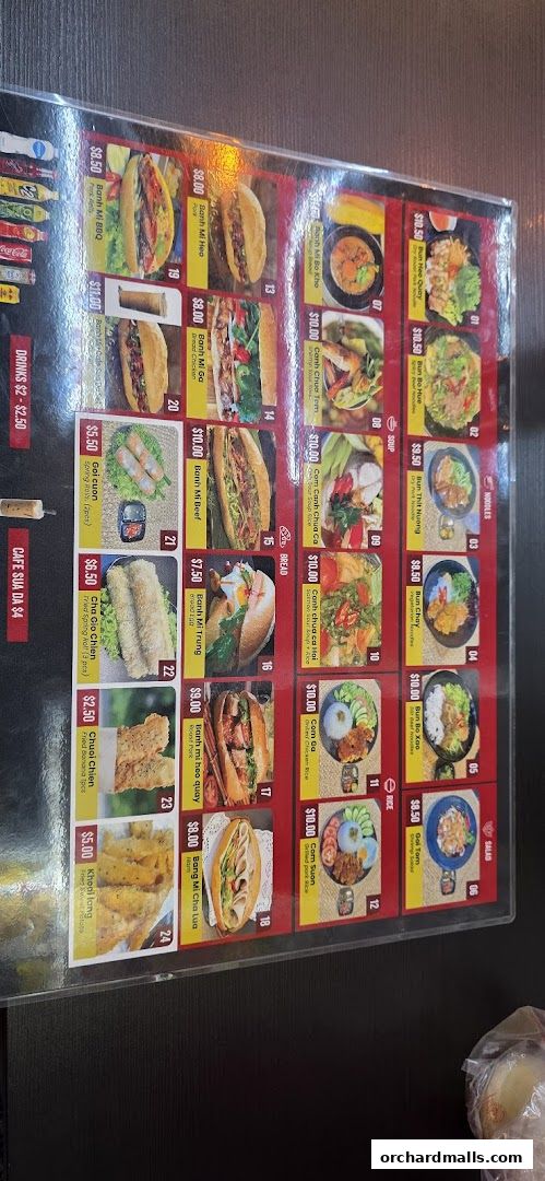 Menu page for Cha Ca Cafe