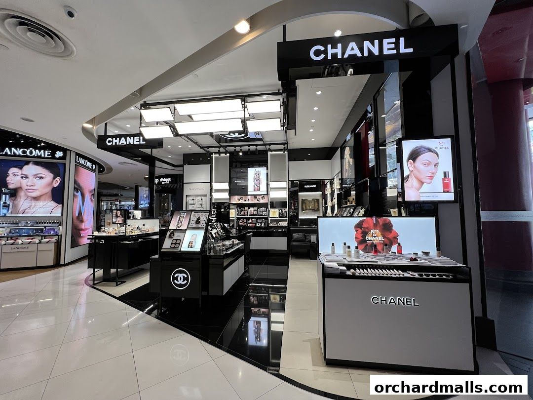 Interior view of a Chanel Beauty Boutique showcasing makeup and skincare products.