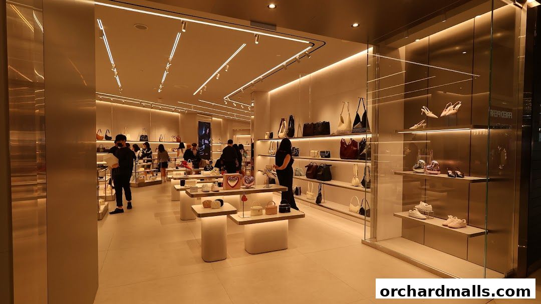 Interior view of a Charles & Keith store showcasing handbags and shoes on display.