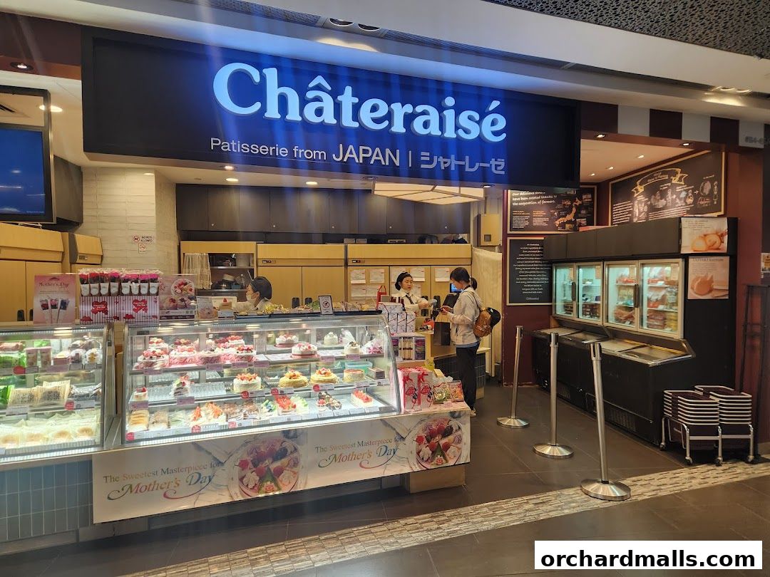Châteraisé patisserie shop with a display of cakes and pastries, and customers being served.