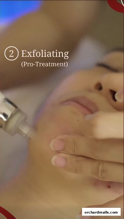 A close-up of a person receiving an exfoliating pro-treatment at Chelsea Aesthetics.