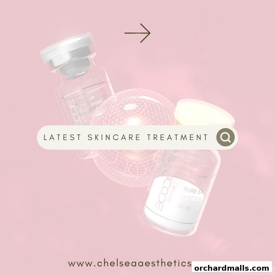 Vials of skincare products and a wireframe globe against a pink background.