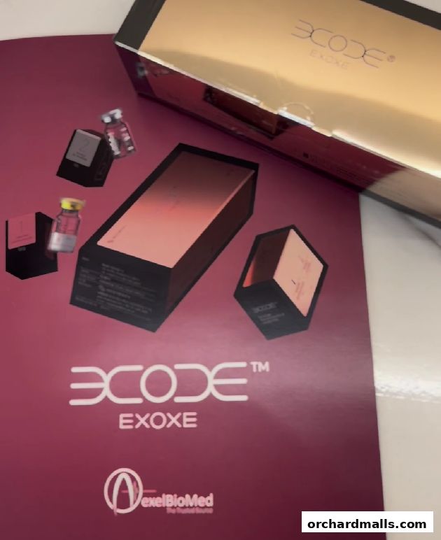 Product packaging and branding for Chelsea Aesthetics, featuring 'EXOXE' by 'EXCODE'.