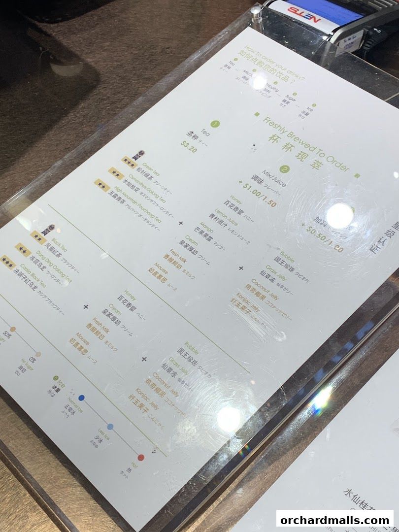 Menu page for CHICHA San Chen  313Somerset