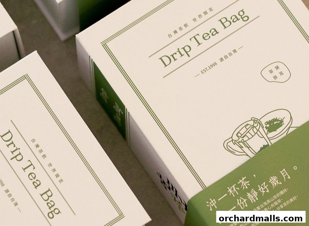 Boxes of 'Drip Tea Bag' from CHICHA San Chen, featuring Taiwanese tea.