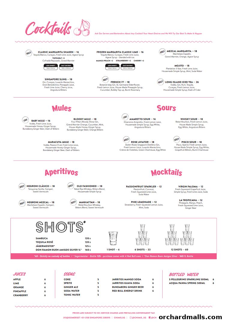 Menu page for Chimis Somerset