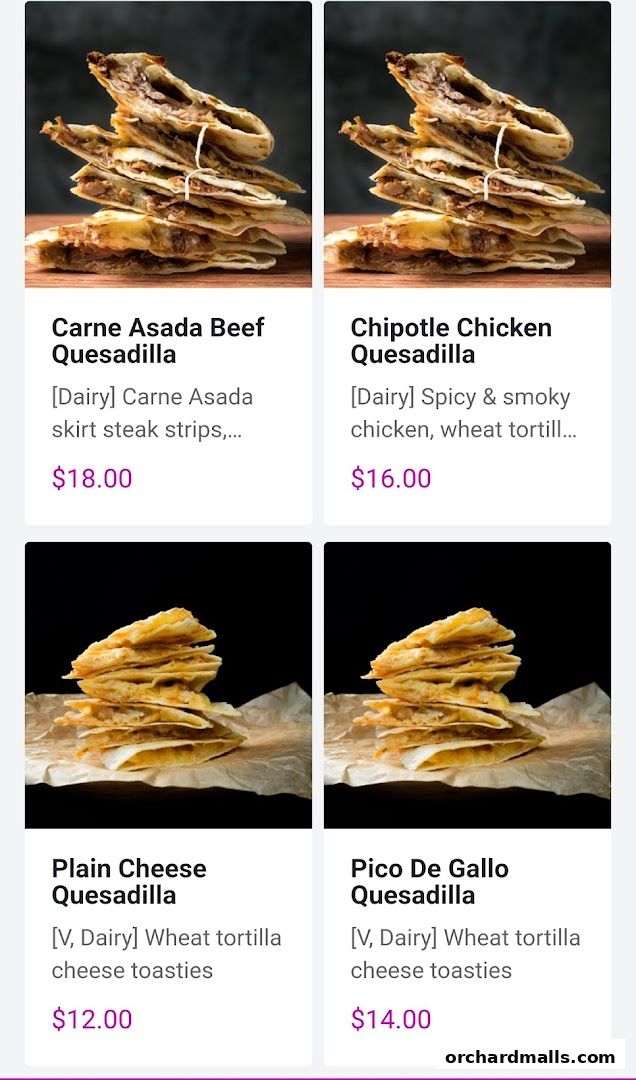 Menu page for Chimis Somerset